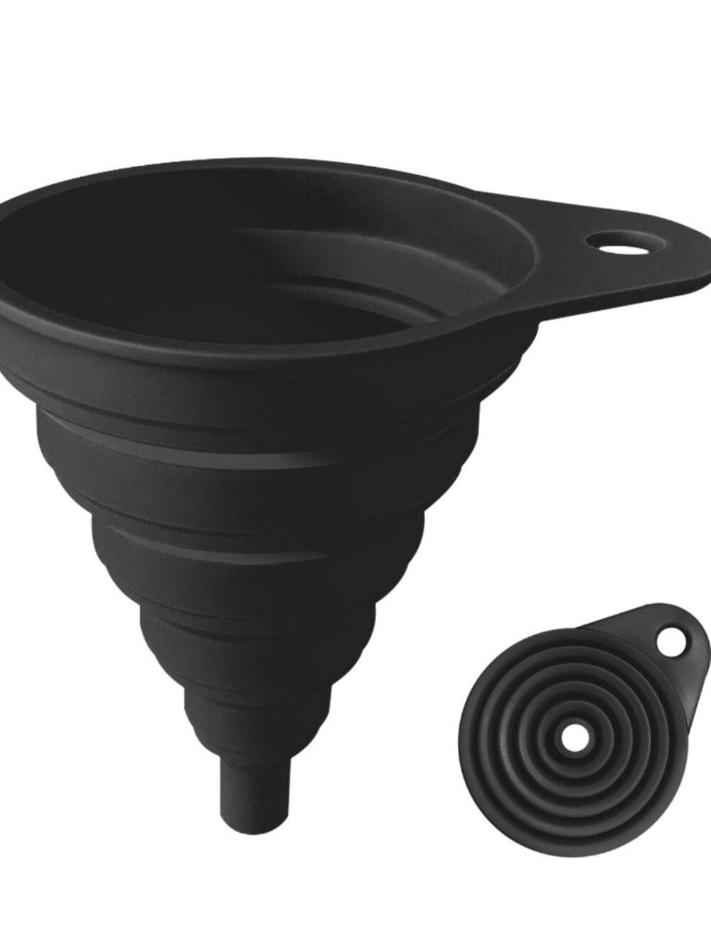Funnels for Kitchen Use, Food Grade Silicone Collapsible Kitchen Funnel Black